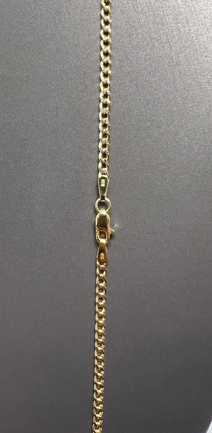 1324- NEW 10K Hollow Cuban Curb Chain Two Tone 20” (2.5mm) W.G
