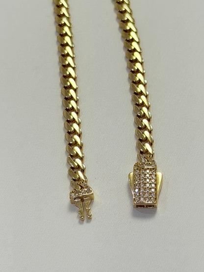 1674- NEW 10K Hollow Cuban Bracelet 7” (5mm) W.G