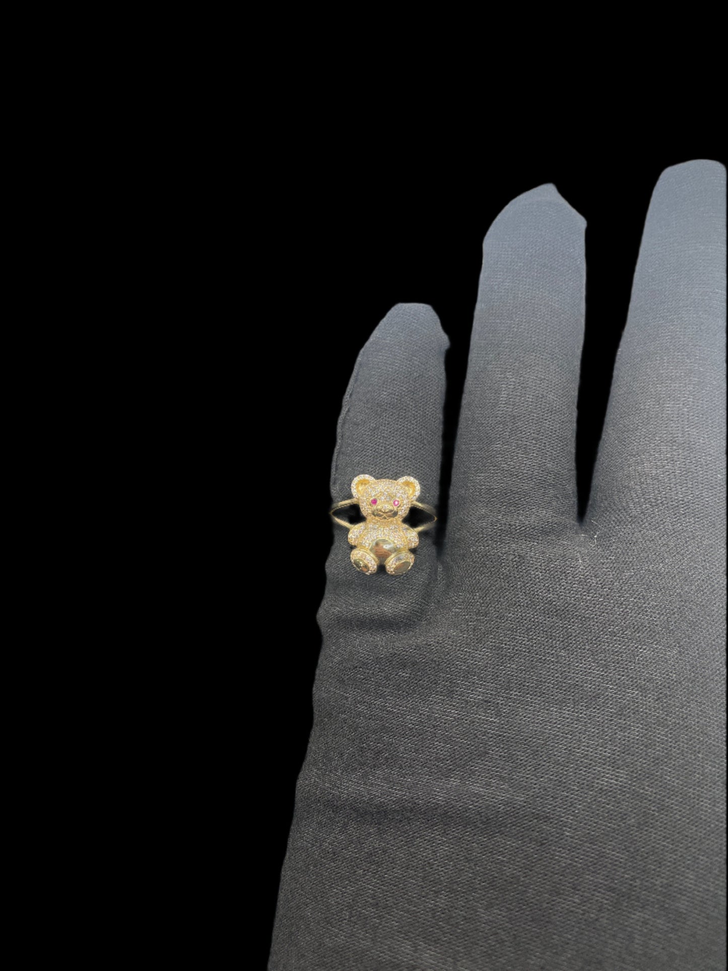 0083- 14K Yellow Gold Solid Bear Ring