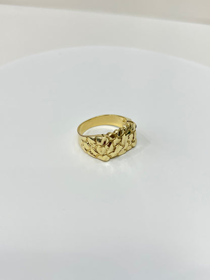 1198- NEW 14K Nugget Square Fashion Ring W.G
