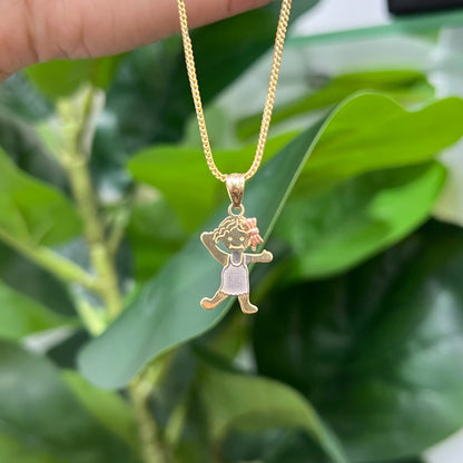 00121- NEW 14K Gold One Girl Pendant (W.G)