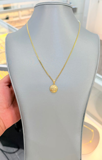 C64- NEW 10K Solid Miami Cuban Chain 18” (2mm) & 10K Soccer Pendant Set W.G
