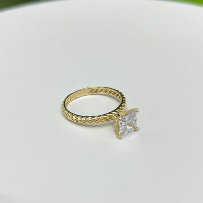 1448- NEW 14K Gold Wedding Square Cz Ring W.G