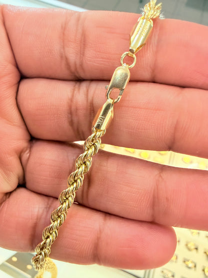 C48- NEW 10K Rope Chain 24” (4.2mm) & 10K Cross Pendant Set W.G