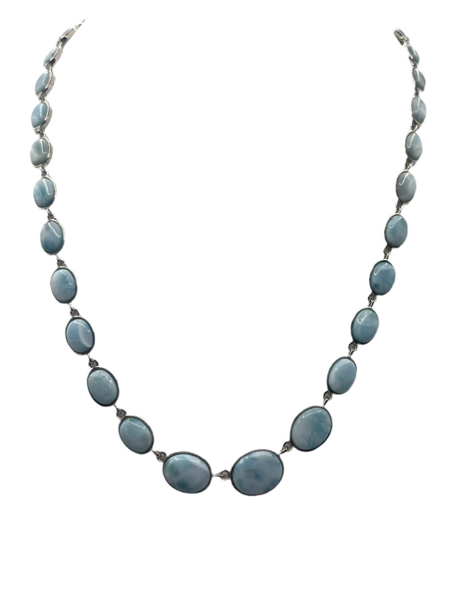 S806- Oval Larimar Necklace 16”