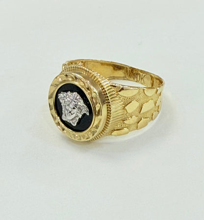 1489- NEW 10K Medusa Fancy Nugget Gold Ring W.G