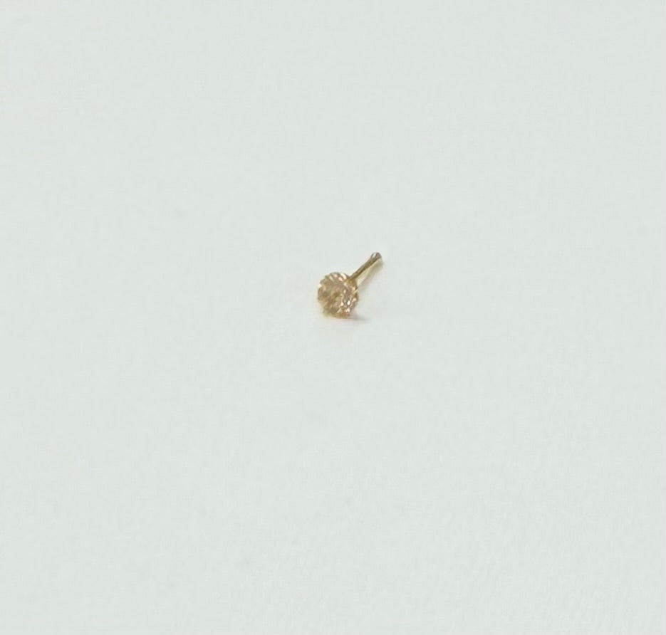 1795- NEW 14K Gold Nose Piercing With Cz Circle (3.2mm) W.G