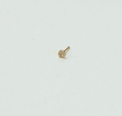 1795- NEW 14K Gold Nose Piercing With Cz Circle (3.2mm) W.G