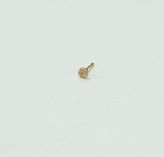 1795- NEW 14K Gold Nose Piercing With Cz Circle (3.2mm) W.G