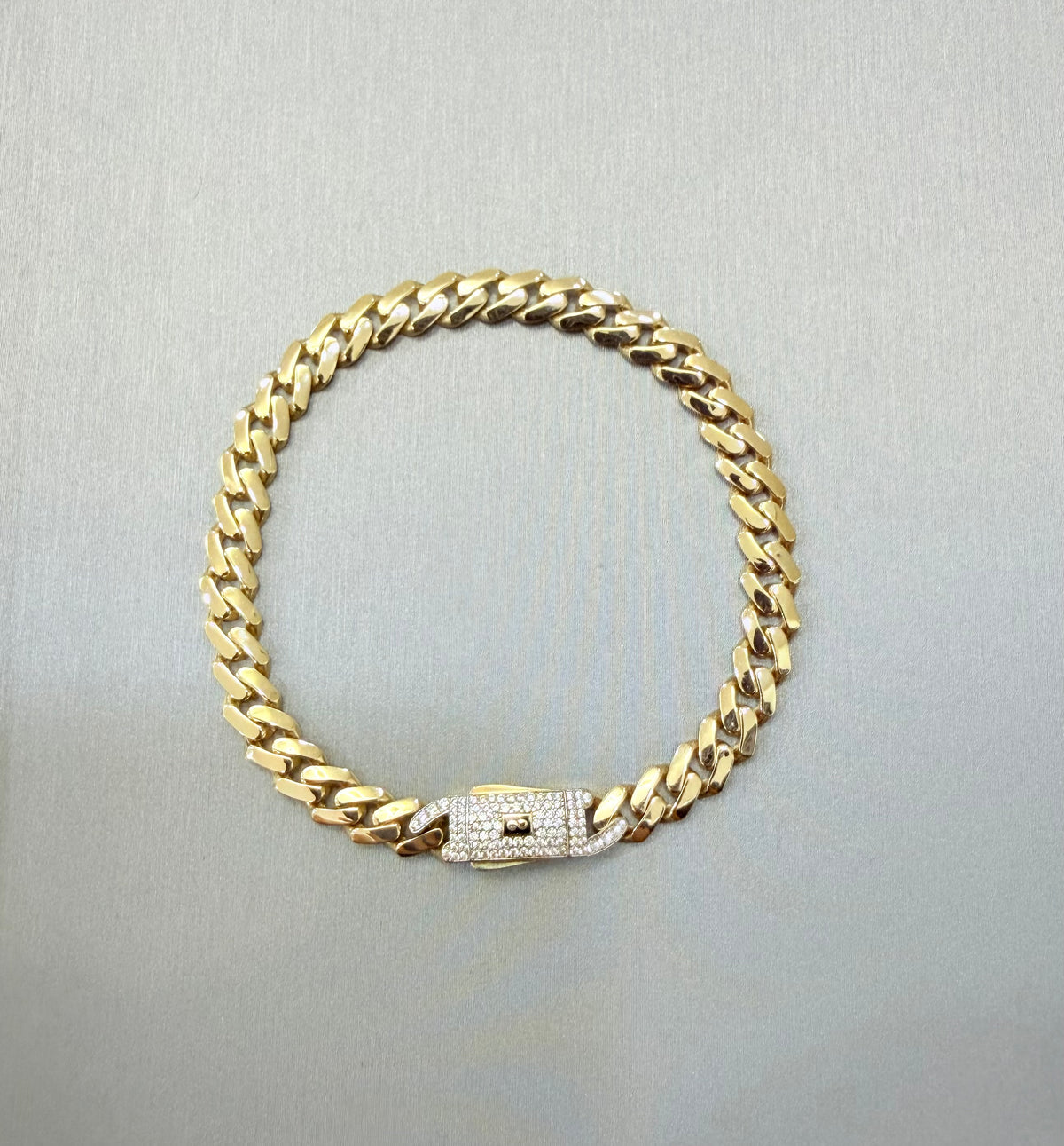 1083-NEW 14k Hollow Cuban Monaci Bracelet 8” (7mm)W.G