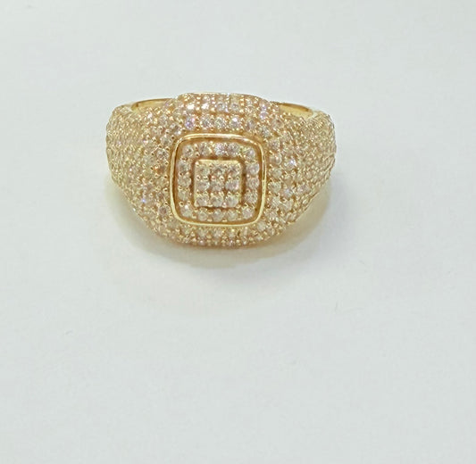 1352- NEW 14K Gold Ice Out Ring Men's Fashion W.G