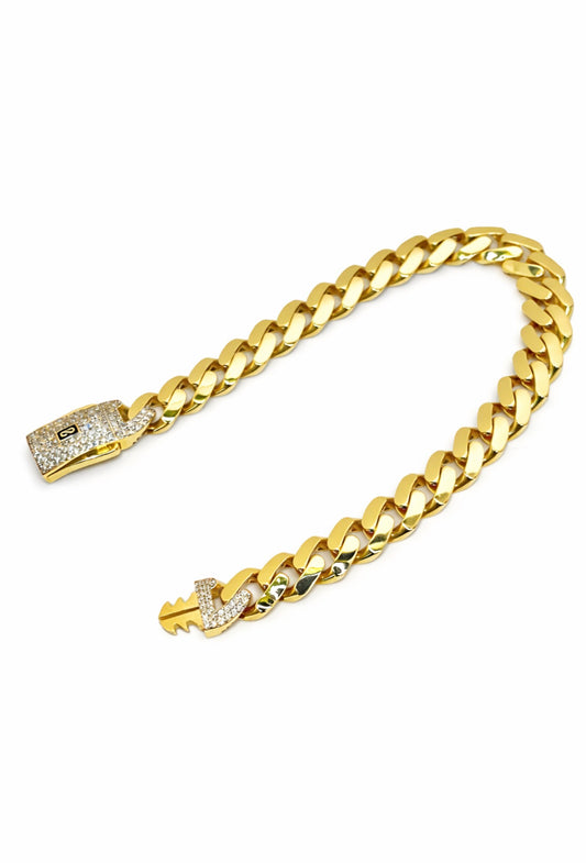 1462- NEW 14k Hollow Cuban Monaci Bracelet 8" (9mm) W.G