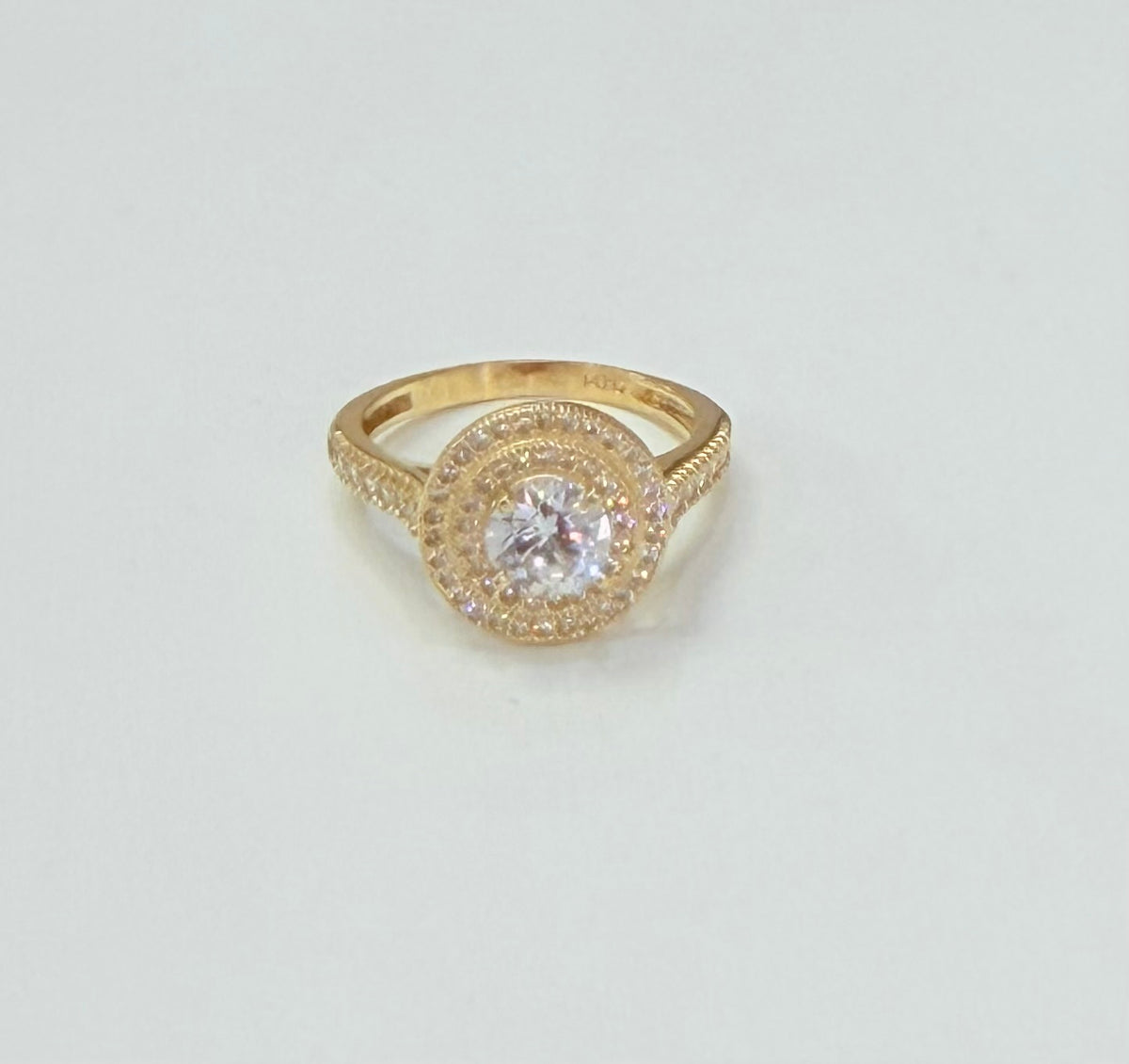 952- NEW 14K Round Full Cz Stone Wedding Ring W.G