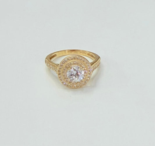 952- NEW 14K Round Full Cz Stone Wedding Ring W.G