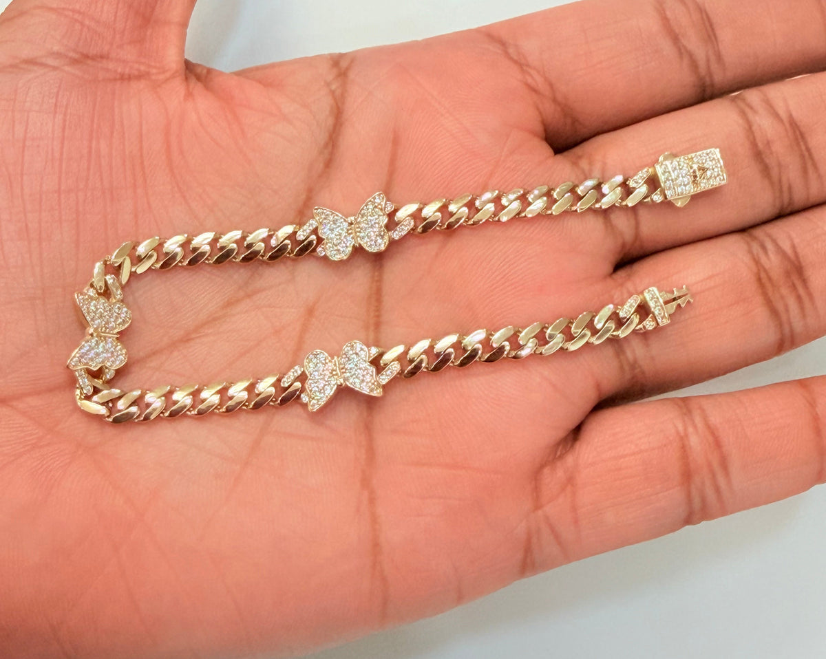 1800- NEW 14K Butterfly Miami Cuban Bracelet 7” (5mm)