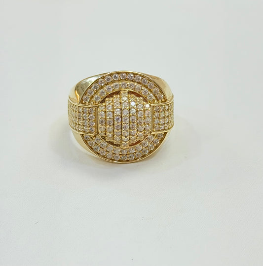 1354- NEW 14K Full Cz Round Ice Out Men's Ring W.G