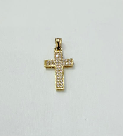 1733- NEW 10K Cz Cross Pendant W.G