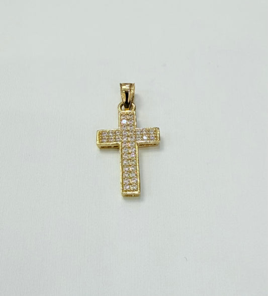 1733- NEW 10K Cz Cross Pendant W.G