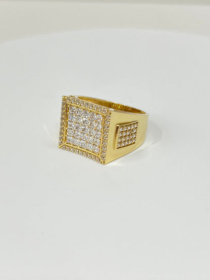 1035-NEW 14K Square Full Cz Men's Ring (W.G)