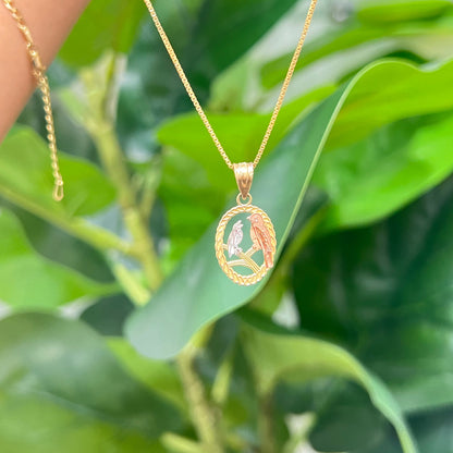 00142- NEW 14K Gold Two Birds Pendant (W.G)