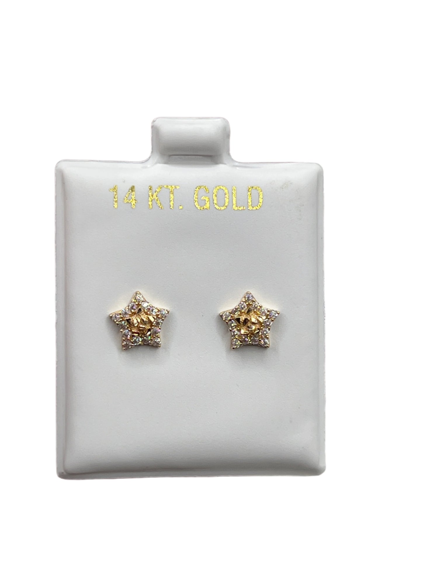 616- NEW 14K Star Shape Stud Earrings (W.G)