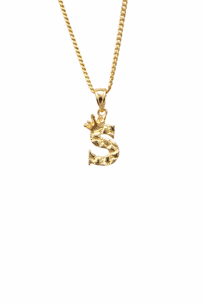 1531- NEW 10K Letter S Nugget Pendant W.G