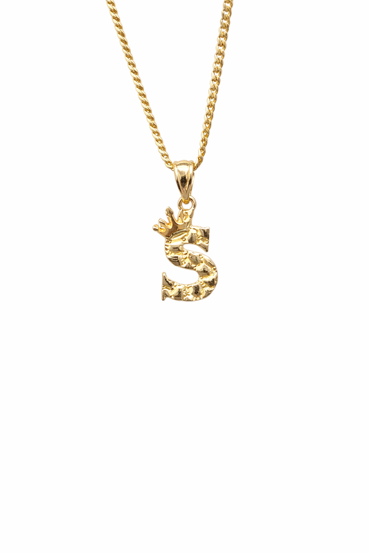 1531- NEW 10K Letter S Nugget Pendant W.G
