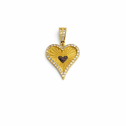 1502- NEW 14K Gold Heart Charm Pendant W.G