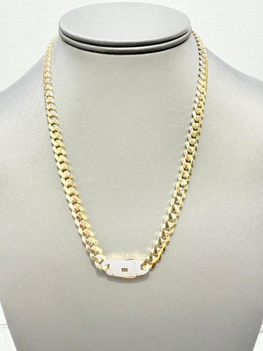 1033- New 14K Hollow Cuban Monaci Chain (6mm) W.G