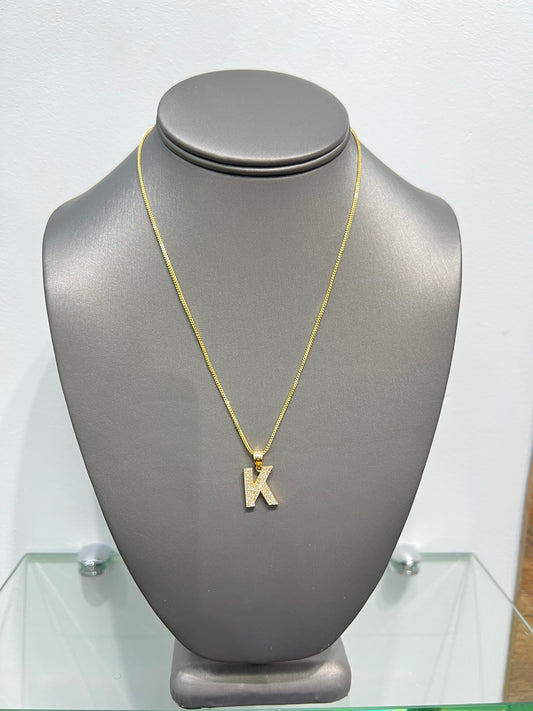 C23- NEW - 14K Franco chain and Letter K Pendant Set W.G