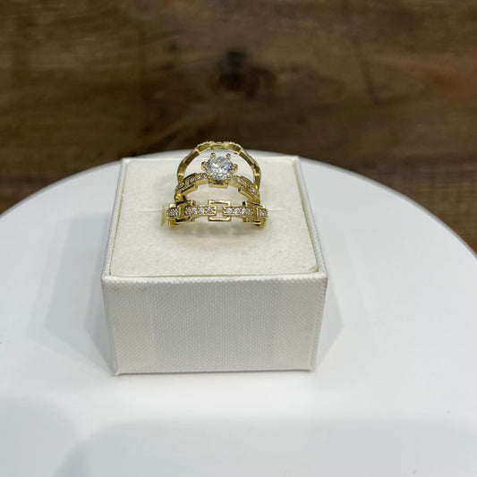 1273-NEW 10k Trio Wedding Ring Set W.G
