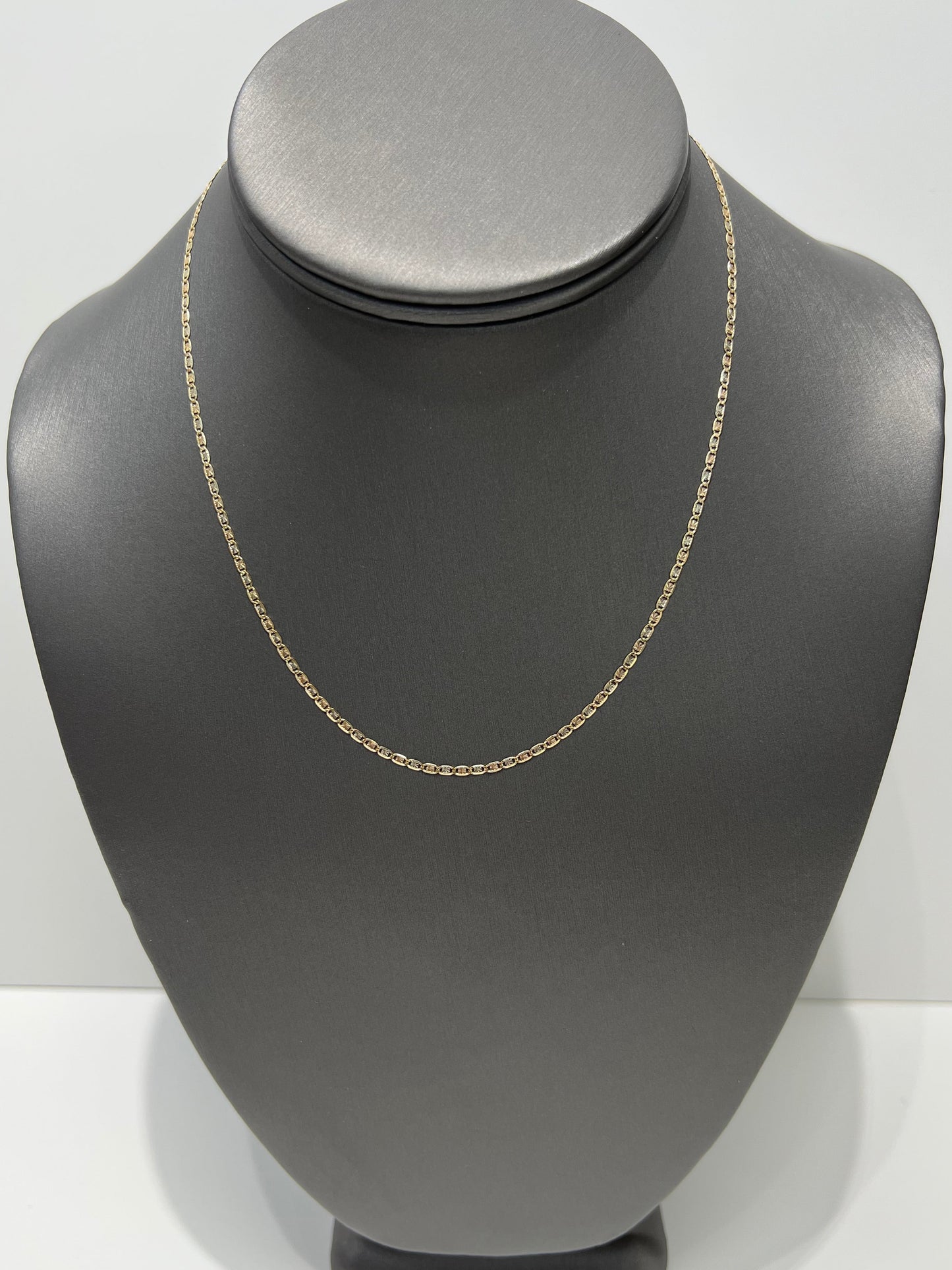 1395- NEW 14K Solid Valentino Tri Tone Chain 16" (1.8mm) W.G