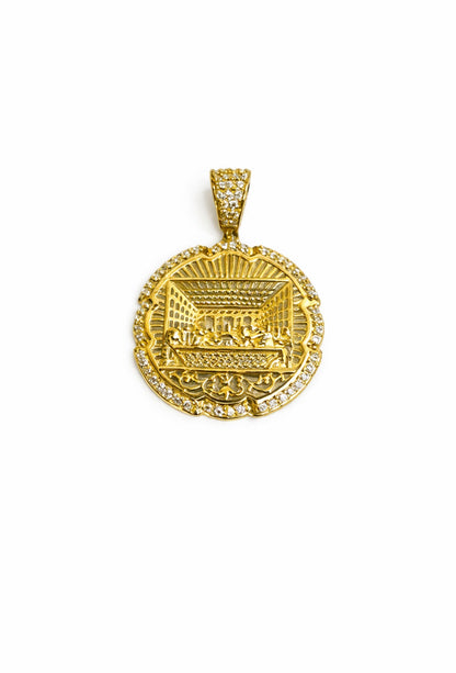1507- 14K The Last Supper Cz Gold Pendant (1.16”)W.G