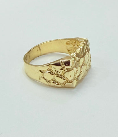 1198- NEW 14K Nugget Square Fashion Ring W.G
