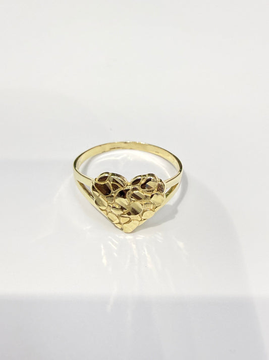 1615-NEW 10K Heart Nugget Ring W. G