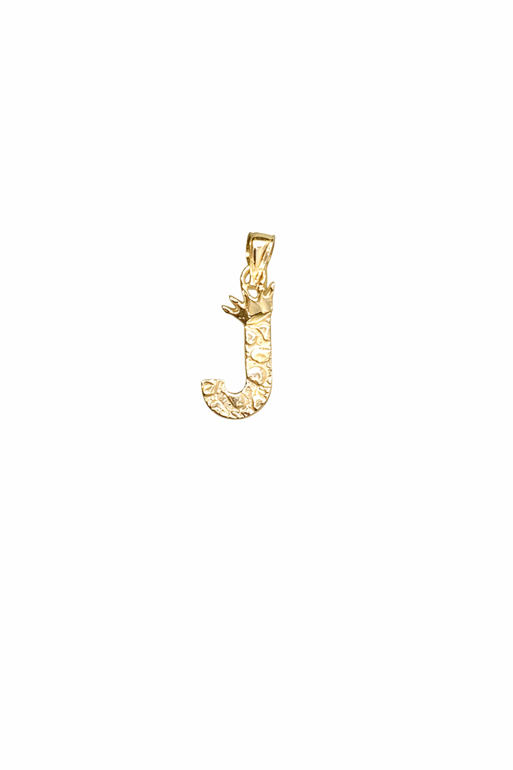 1533- NEW 10K Letter J Nugget Pendant W.G