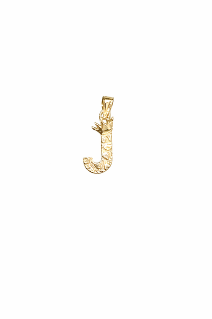 1533- NEW 10K Letter J Nugget Pendant W.G