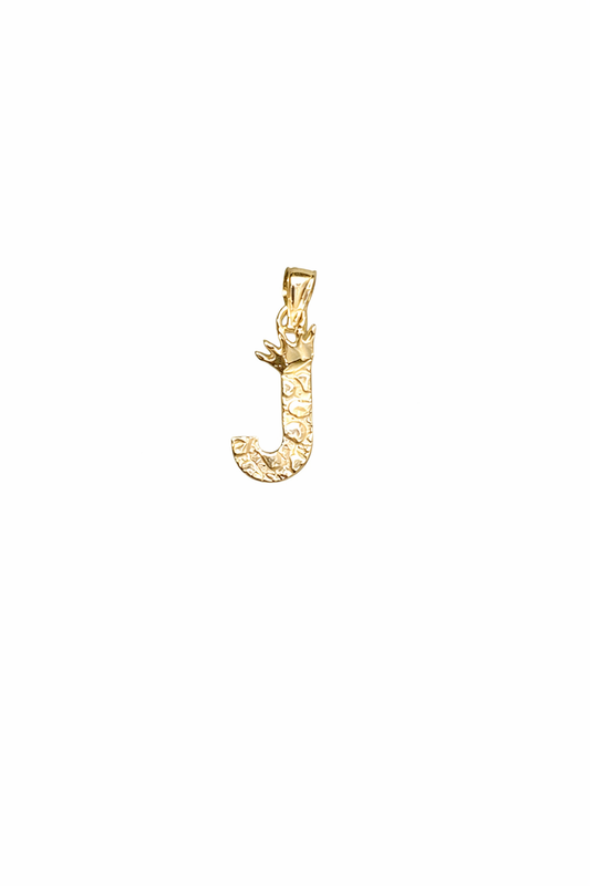 1533- NEW 10K Letter J Nugget Pendant W.G