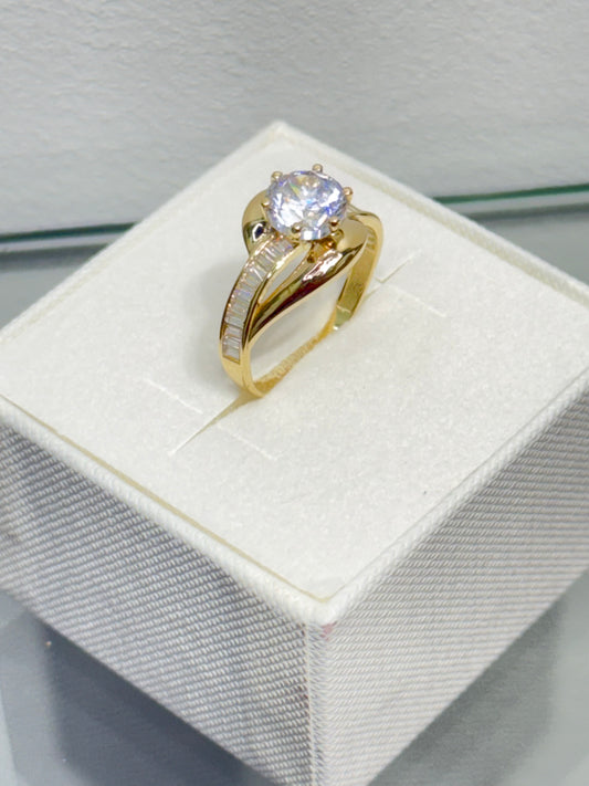 1143- NEW 14K Solitaire Cz Baguette Cut Women's Ring W.G