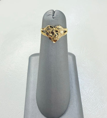 1277- NEW 14K Small Heart Nugget Ring W.G