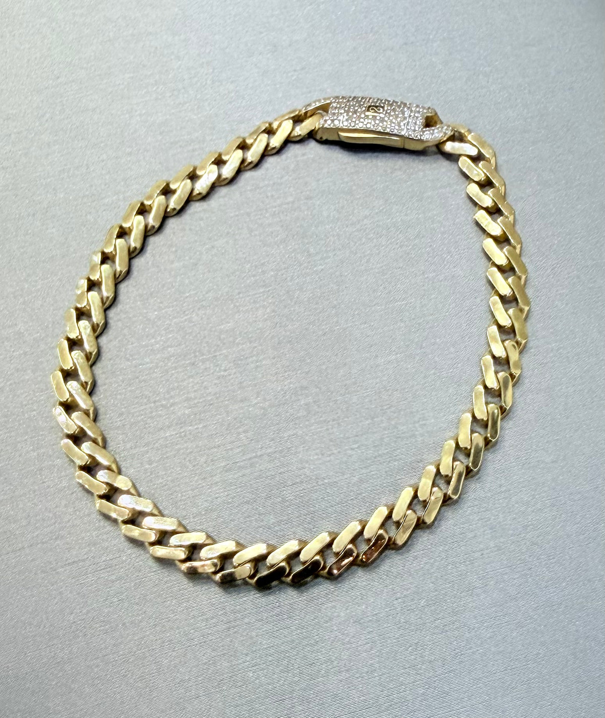 1723- NEW 14K Hollow Cuban Monaci Bracelet 7” (5.2mm) W.G
