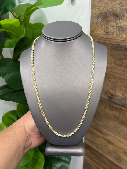 C48- NEW 10K Rope Chain 24” (4.2mm) & 10K Cross Pendant Set W.G