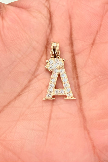 00128- NEW 10K Letter “A” Pendant (W.G)