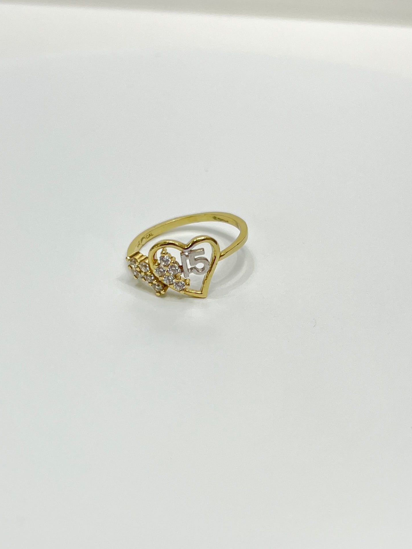 1486- NEW 10K Double Heart Quinceañera Ring W.G