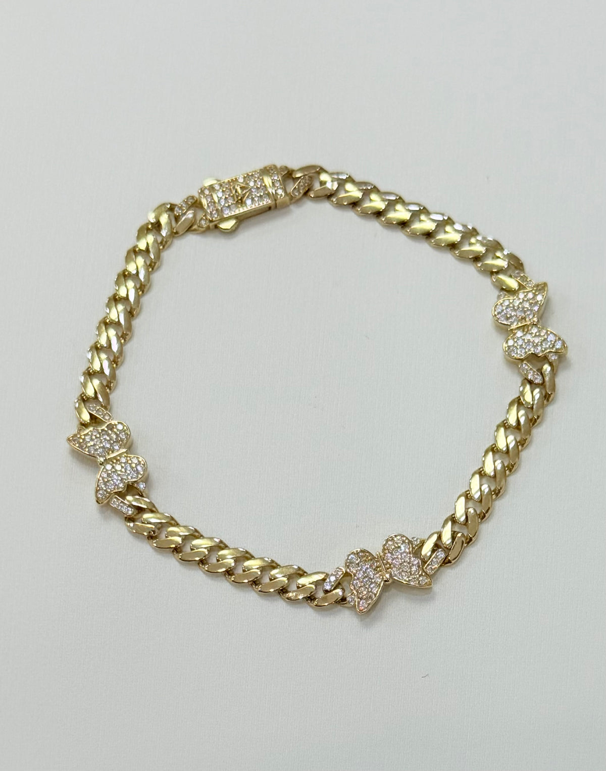 1800- NEW 14K Butterfly Miami Cuban Bracelet 7” (5mm)