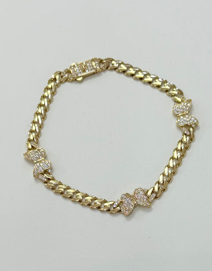 1800- NEW 14K Butterfly Miami Cuban Bracelet 7” (5mm)