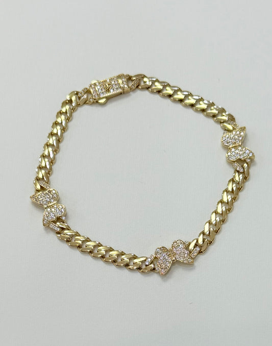 1800- NEW 14K Butterfly Miami Cuban Bracelet 7” (5mm)