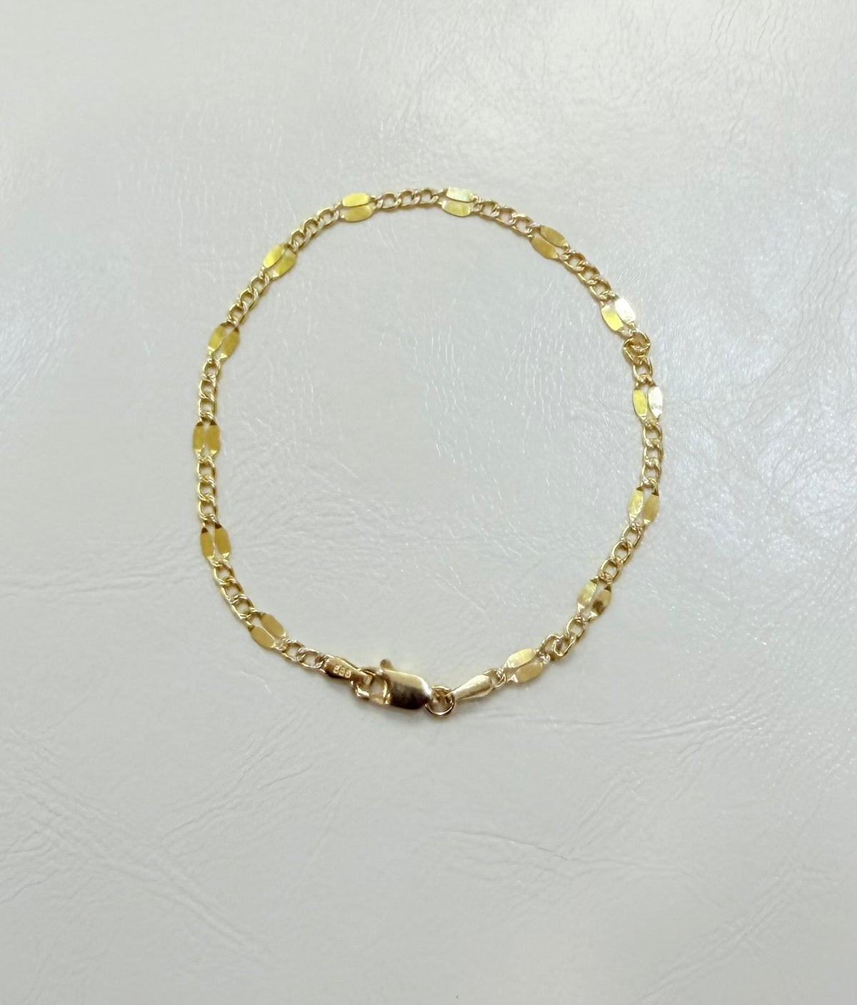 1815- NEW 14K Cuban Mirror Bracelet 7” (3.3mm)
