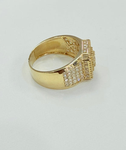 1351- NEW 14K Baguette Cut Square Ice Out Men's Ring W.G