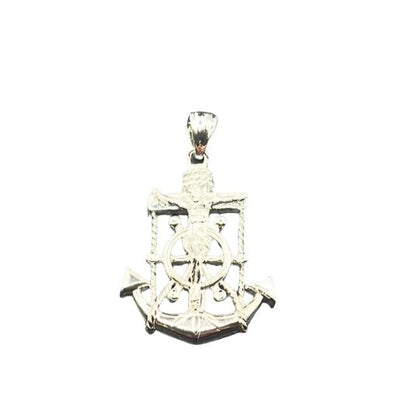 S299- Silver Jesus Cross & Anchor Pendant Small